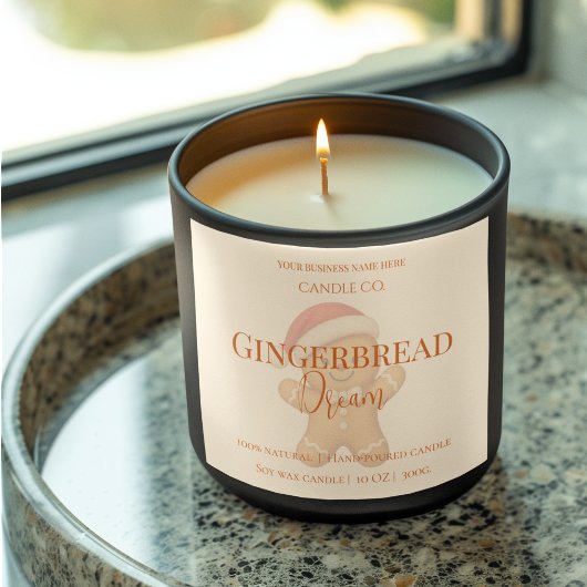 Cute Gingerbread Man Christmas Candle Label スクエアシール