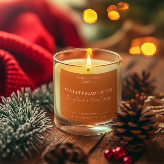 Cute Gingerbread Man Christmas Candle Label スクエアシール