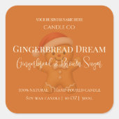 Cute Gingerbread Man Christmas Candle Label スクエアシール (正面)