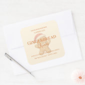 Cute Gingerbread Man Christmas Candle Label スクエアシール (封筒)