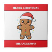 Cute Gingerbread Man Custom Christmas  タイル (正面)