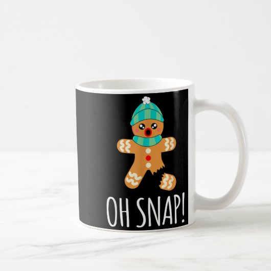 Cute Gingerbread Man Funny Christmas Oh Snap コーヒーマグカップ (右)