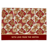 Cute Gingerbread Man Patchwork Pattern Custom ラージペーパーバッグ (裏面)