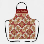 Cute Gingerbread Man Patchwork Pattern Style エプロン (正面)