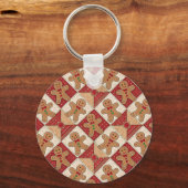 Cute Gingerbread Man Patchwork Pattern Style キーホルダー (裏面)