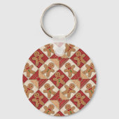 Cute Gingerbread Man Patchwork Pattern Style キーホルダー (裏面)