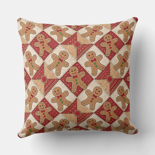 Cute Gingerbread Man Patchwork Pattern Style クッション (裏面)