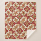 Cute Gingerbread Man Patchwork Pattern Style シェルパブランケット (正面)