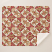 Cute Gingerbread Man Patchwork Pattern Style シェルパブランケット (正面(横))