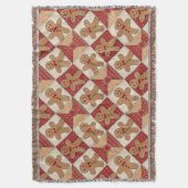 Cute Gingerbread Man Patchwork Pattern Style スローブランケット (正面縦)