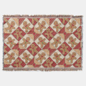 Cute Gingerbread Man Patchwork Pattern Style スローブランケット (正面)