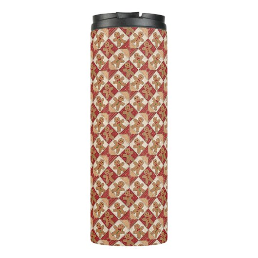 Cute Gingerbread Man Patchwork Pattern Style タンブラー (裏面)