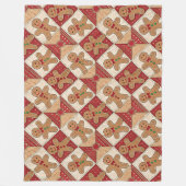 Cute Gingerbread Man Patchwork Pattern Style フリースブランケット (正面)