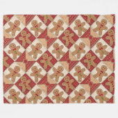Cute Gingerbread Man Patchwork Pattern Style フリースブランケット (正面(横))