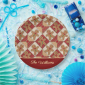 Cute Gingerbread Man Patchwork Pattern Style ペーパープレート (パーティー)