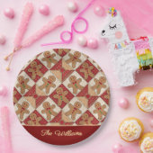 Cute Gingerbread Man Patchwork Pattern Style ペーパープレート (パーティー)