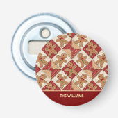 Cute Gingerbread Man Patchwork Pattern Style 栓抜き (正面)