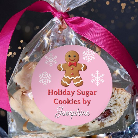 Cute Gingerbread Man Sweets Cookies Gift Labels ラウンドシール