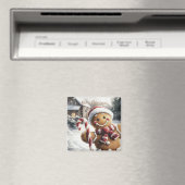 Cute Gingerbread Man with Candy Cane Magnet マグネット (インサイチュ (食洗機))