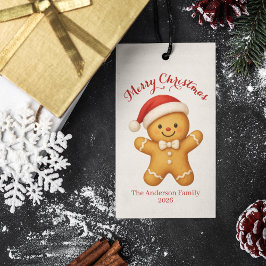 Cute Gingerbread Man with Santa Hat -  ギフトタグ