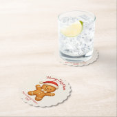 Cute Gingerbread Man with Santa Hat - ペーパーコースター (インサイチュ)