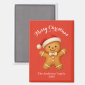 Cute Gingerbread Man with Santa Hat -  マグネット (正面/裏面)