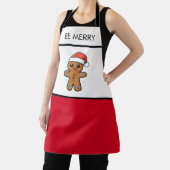 Cute Gingerbread Man with Santa Hat Christmas  エプロン (インサイチュ)