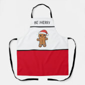 Cute Gingerbread Man with Santa Hat Christmas  エプロン (正面)