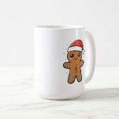Cute Gingerbread Man with Santa Hat Christmas コーヒーマグカップ (正面右)