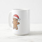 Cute Gingerbread Man with Santa Hat Christmas コーヒーマグカップ (正面左)