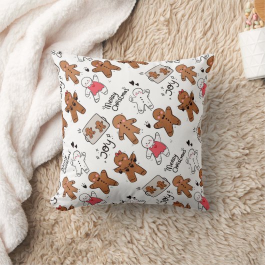 Cute Gingerbread Men Christmas Joy クッション (ブランケット)