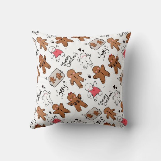 Cute Gingerbread Men Christmas Joy クッション (裏面)