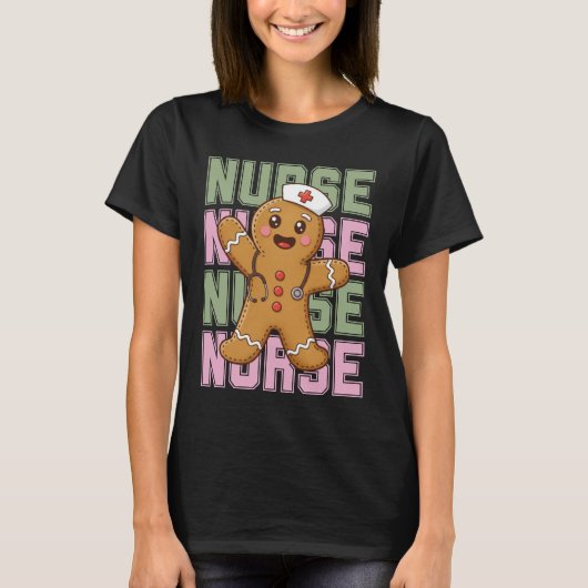 Cute Gingerbread Nurse Christmas Shirt Tシャツ (正面)