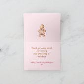 Cute Gingerbread Pink Girl Christmas Baby Shower サンキューカード (内部)