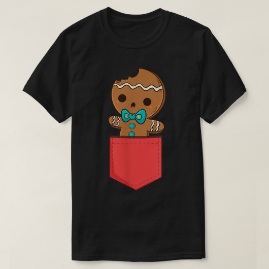 Cute Gingerbread Pocket Christmas Design Tシャツ (デザイン正面)