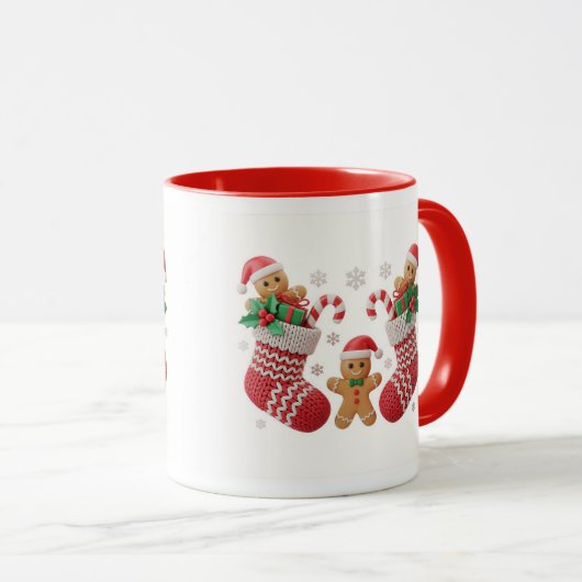 Cute Gingerbread Stocking Mug Wrap マグカップ (正面右)