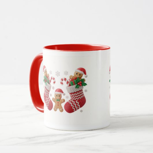 Cute Gingerbread Stocking Mug Wrap マグカップ (正面左)