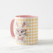 Cute Gingham Bunny Pink Heart Glasses  マグカップ (正面左)