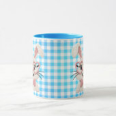 Cute Gingham Bunny Pink Heart Glasses  マグカップ (中央)