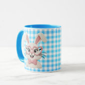 Cute Gingham Bunny Pink Heart Glasses  マグカップ (正面左)