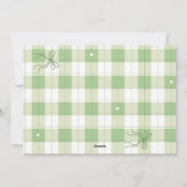 Cute Gingham Green Plaid Custom Photo Holiday card シーズンカード (裏面)