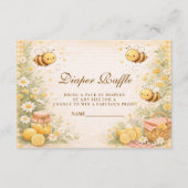 Cute Gingham Honey Bee Diapper Raffle エンクロージャーカード (正面)