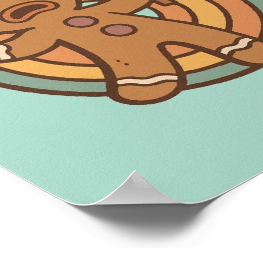 Cute Gingy Gingerbread Christmas Postcard ポスター (角)