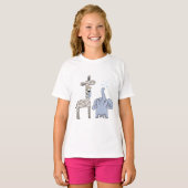 Cute Giraffe and Elephant Girls' T-Shirt Tシャツ (正面フル)