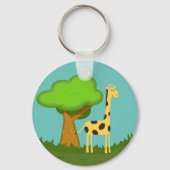 Cute Giraffe and Tree Art Personalised Keychain キーホルダー (裏面)