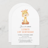 Cute Giraffe arch 1st birthday invitation 招待状 (正面/裏面)