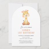 Cute Giraffe arch 1st birthday invitation 招待状 (正面)