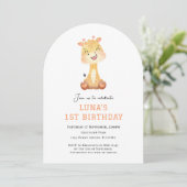 Cute Giraffe arch 1st birthday invitation 招待状 (スタンド正面)