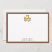 Cute Giraffe Boy Sandcastle Baby Shower Note Card ノートカード (正面)
