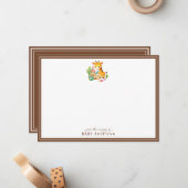 Cute Giraffe Boy Sandcastle Baby Shower Note Card ノートカード (正面/裏面インサイチュ)